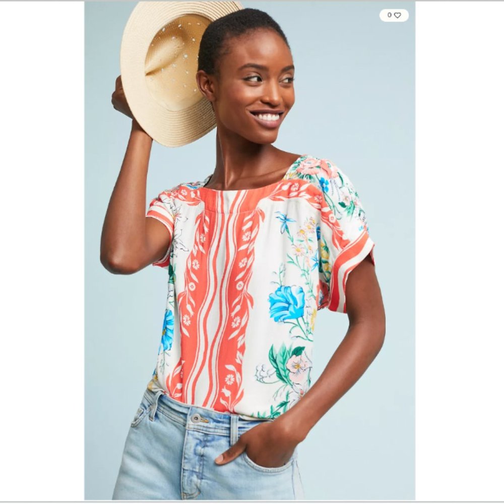 NWT Maeve Romina Scarf-Printed Top - Picture 2 of 13